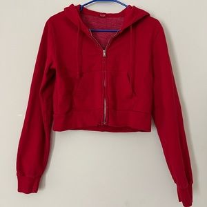 Brandy Melville Red Cropped Jacket (John Galt Crystal Hoodie)
